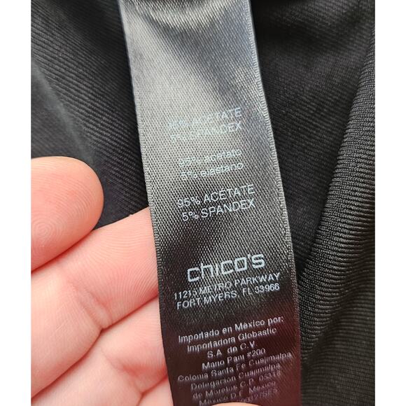 Chicos Travelers acetate slinky tank top layering blouse black career casual 1 M - Picture 3 of 6